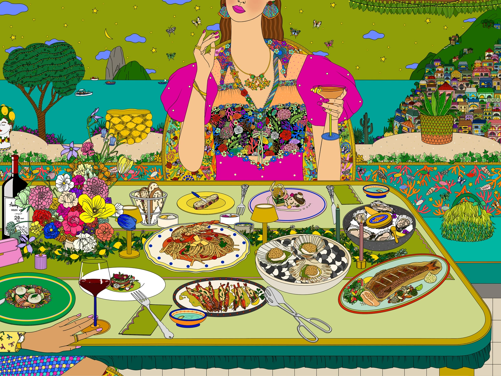 A Table by the Sea — CASA OF J, hand-drawn