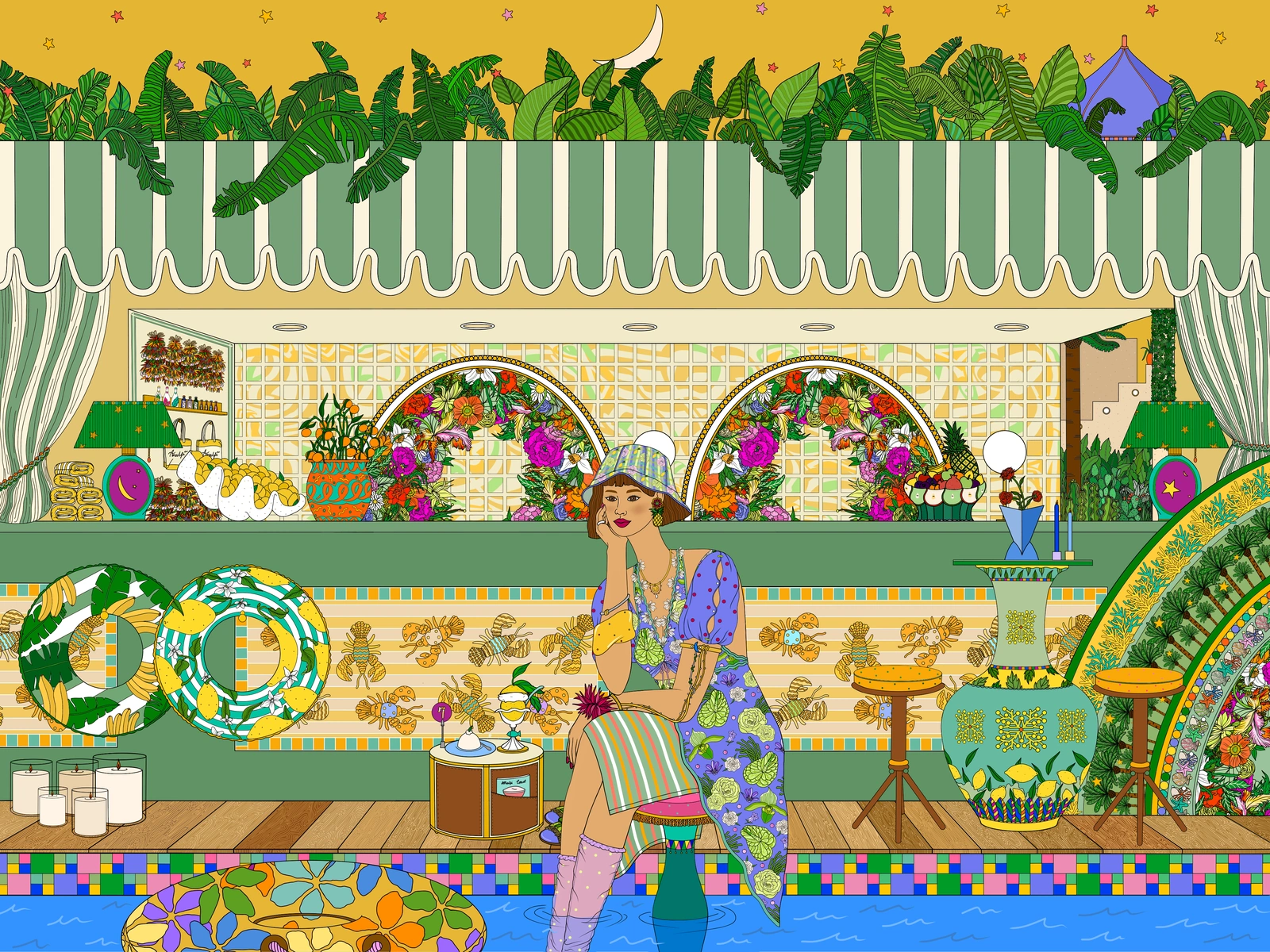 The Pool Bar — CASA OF J, hand-drawn